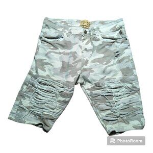 GRINDHOUSE Denim Men’s 36 Camouflage Shorts Distressed Stretch